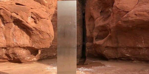 monolith embedded in rock in southeastern Utah